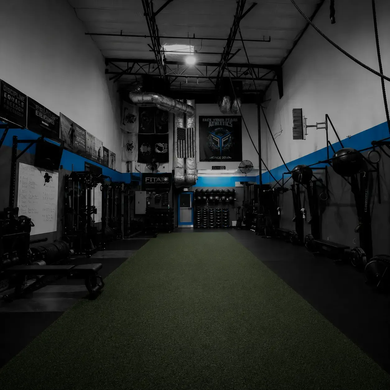 Interior of Face Your Fears Athletics sports performance gym in Valencia, California